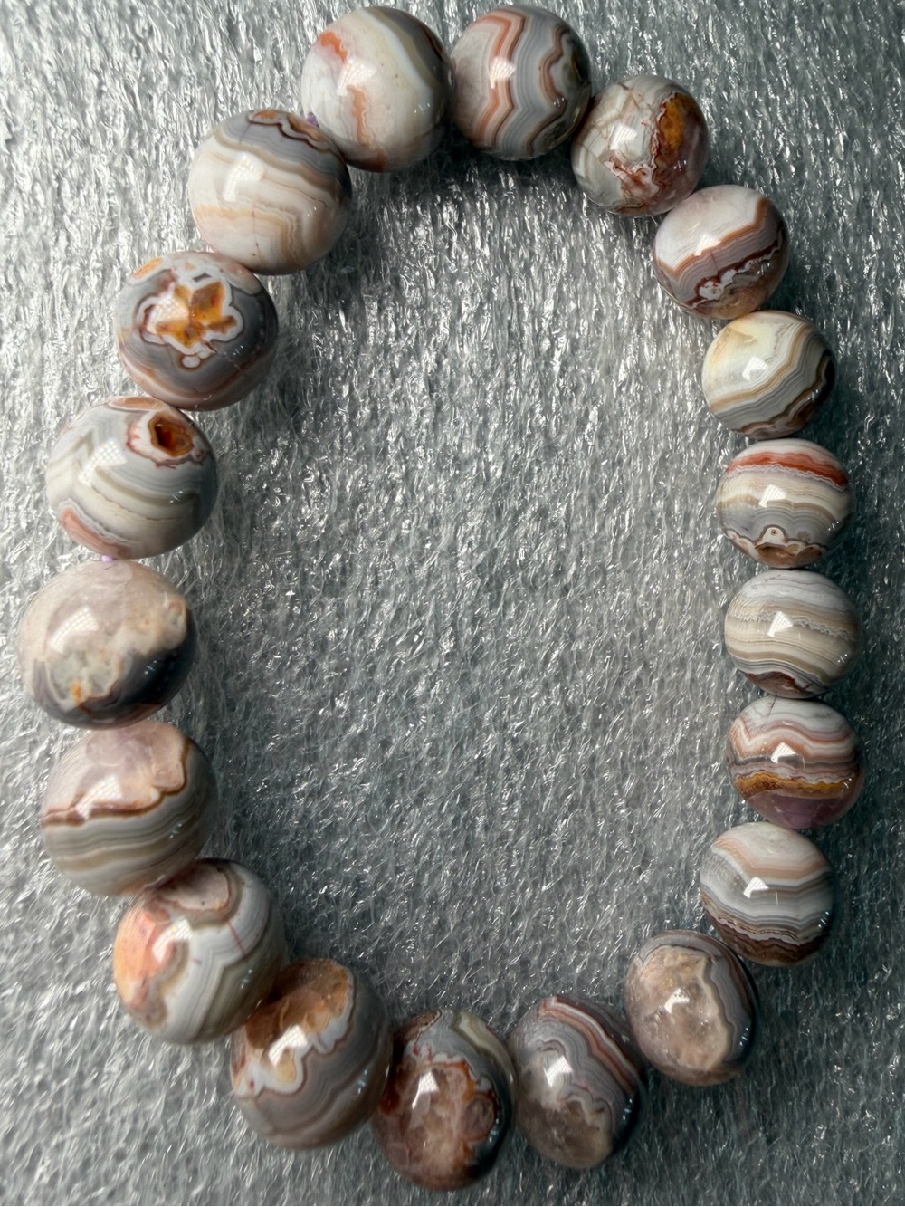 10MM Mexican Crazy Lace Agate Natural Crystal Bracelet